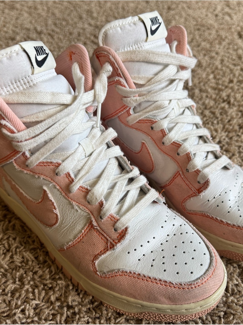 Nike Dunk High 1985 Pink Denim Sneakers – Women’s Size 10